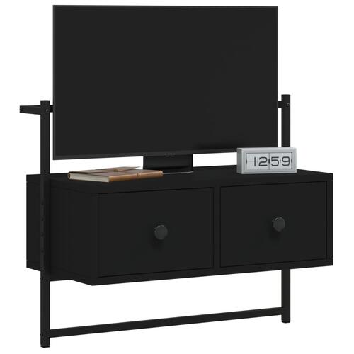 Væghængt tv-bord 60,5x30x51 cm konstrueret træ sort