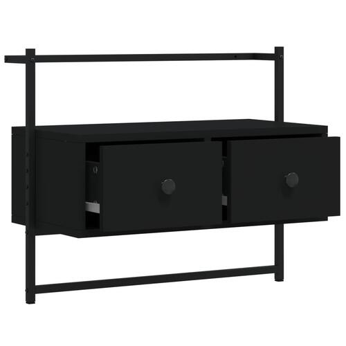 Væghængt tv-bord 60,5x30x51 cm konstrueret træ sort