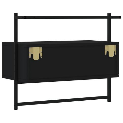 Væghængt tv-bord 60,5x30x51 cm konstrueret træ sort