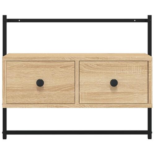 Væghængt tv-bord 60,5x30x51 cm konstrueret træ sonoma-eg