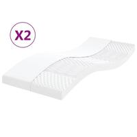 Skummadrasser 2 stk. 90x200 cm 7 zoner hårdhed 20 ILD hvid