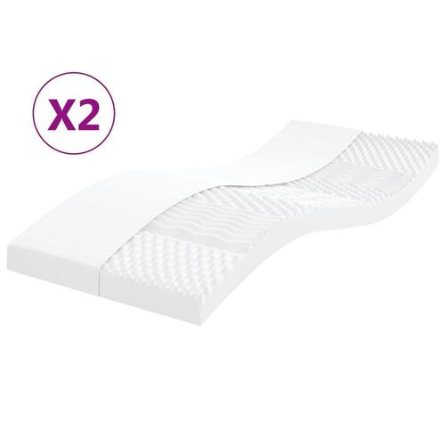 Skummadrasser 2 stk. 90x200 cm 7 zoner hårdhed 20 ILD hvid