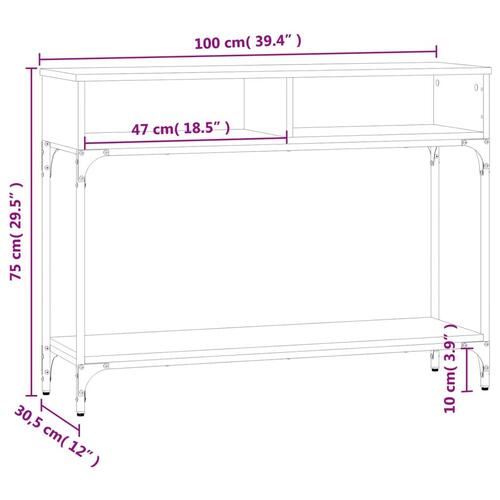 Konsolbord 100x30,5x75 cm konstrueret træ sort