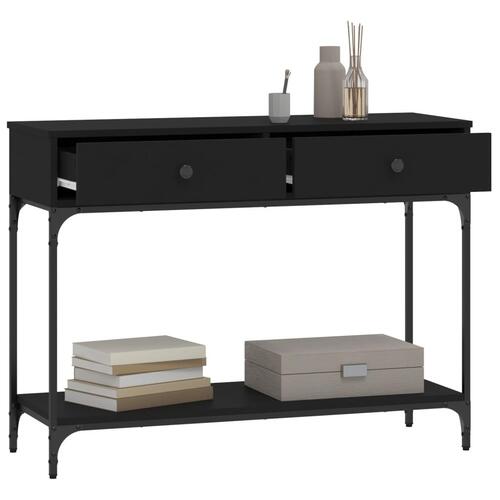 Konsolbord 100x34,5x75 cm konstrueret træ sort