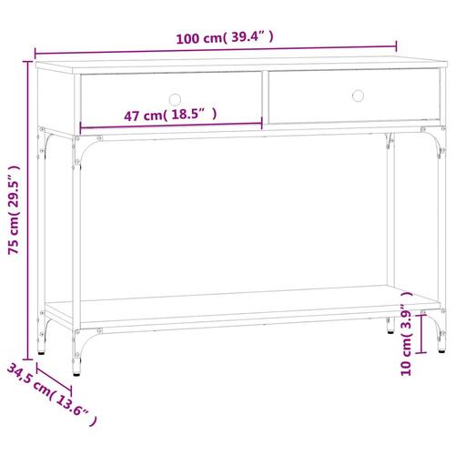 Konsolbord 100x34,5x75 cm konstrueret træ sort