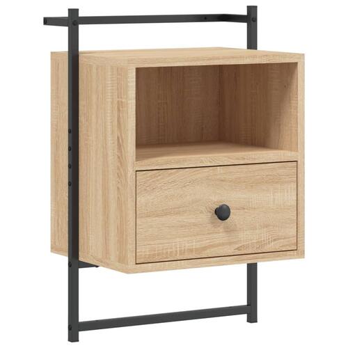 Væghængt sengebord 40x30x61 cm konstrueret træ sonoma-eg