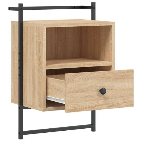 Væghængt sengebord 40x30x61 cm konstrueret træ sonoma-eg