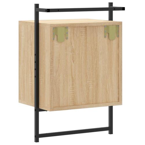 Væghængt sengebord 40x30x61 cm konstrueret træ sonoma-eg