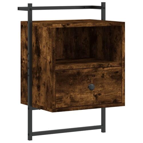 Væghængt sengebord 40x30x61 cm konstrueret træ røget egetræ