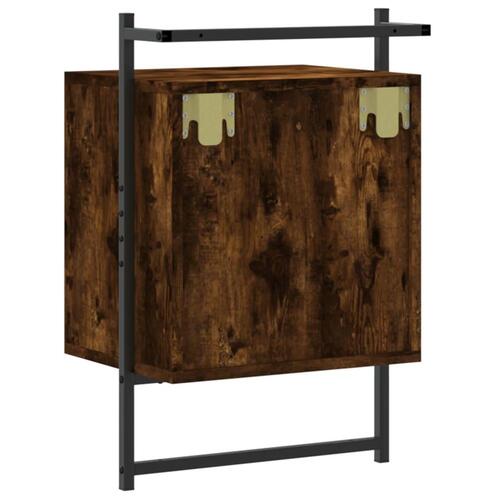 Væghængt sengebord 40x30x61 cm konstrueret træ røget egetræ