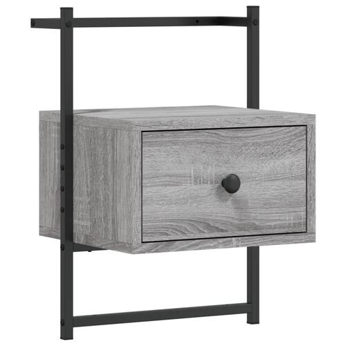 Væghængt sengebord 35x30x51 cm konstrueret træ grå sonoma-eg