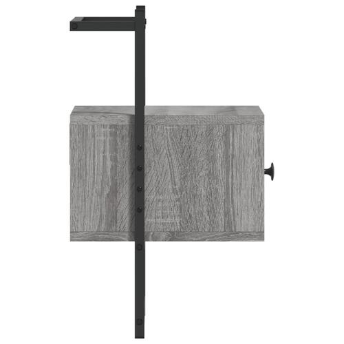 Væghængt sengebord 35x30x51 cm konstrueret træ grå sonoma-eg