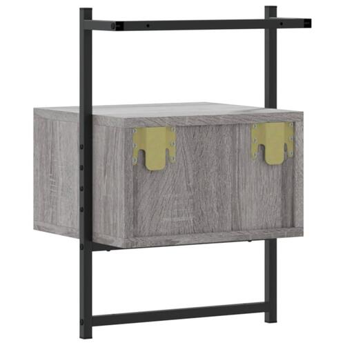 Væghængt sengebord 35x30x51 cm konstrueret træ grå sonoma-eg