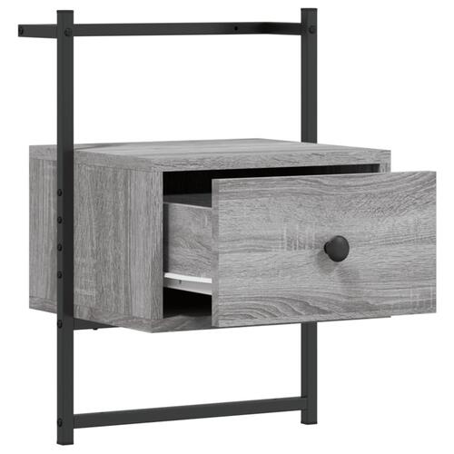 Væghængt sengebord 35x30x51 cm konstrueret træ grå sonoma-eg