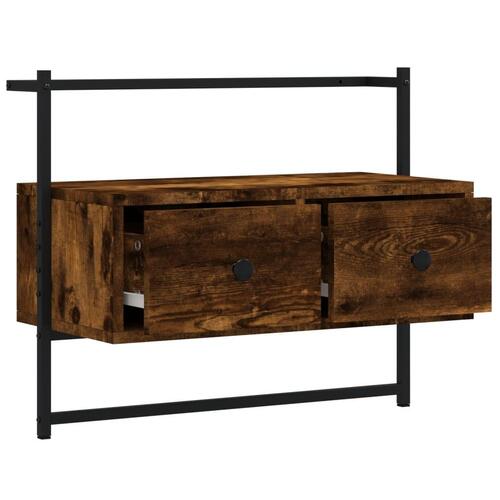 Væghængt tv-bord 60,5x30x51 cm konstrueret træ røget egetræ