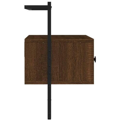 Væghængt tv-bord 60,5x30x51 cm konstrueret træ brunt egetræ