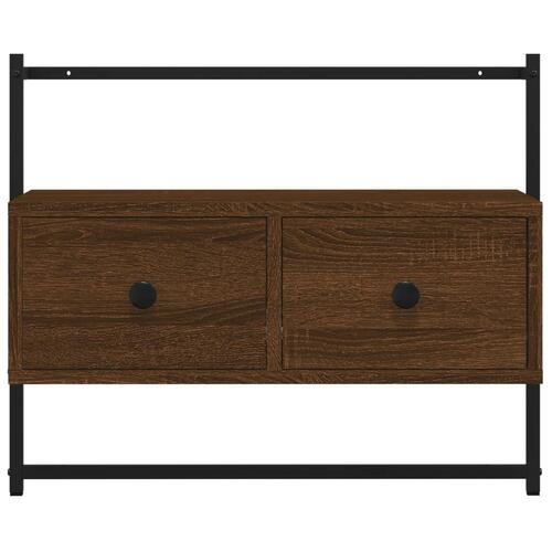 Væghængt tv-bord 60,5x30x51 cm konstrueret træ brunt egetræ