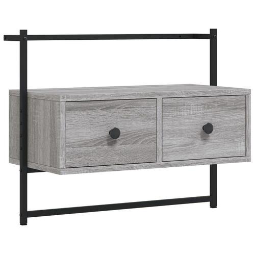 Væghængt tv-bord 60,5x30x51 cm konstrueret træ grå sonoma-eg