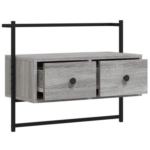 Væghængt tv-bord 60,5x30x51 cm konstrueret træ grå sonoma-eg