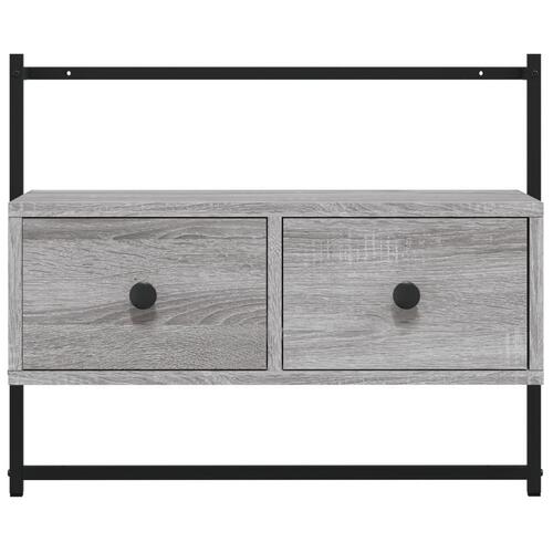Væghængt tv-bord 60,5x30x51 cm konstrueret træ grå sonoma-eg