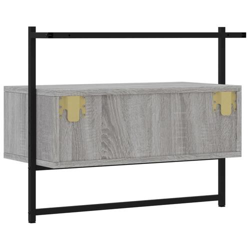 Væghængt tv-bord 60,5x30x51 cm konstrueret træ grå sonoma-eg