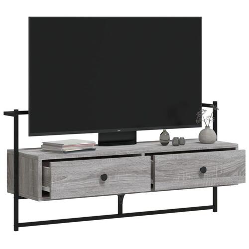 Væghængt tv-bord 100,5x30x51 cm konstrueret træ grå sonoma-eg