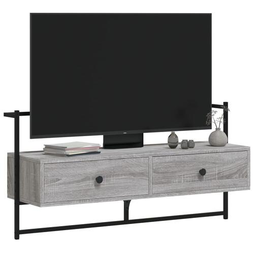 Væghængt tv-bord 100,5x30x51 cm konstrueret træ grå sonoma-eg