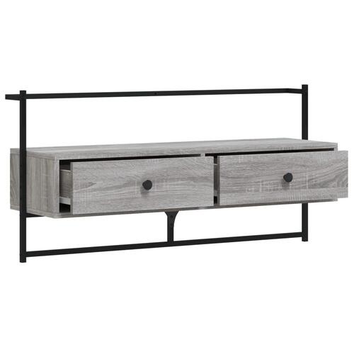 Væghængt tv-bord 100,5x30x51 cm konstrueret træ grå sonoma-eg