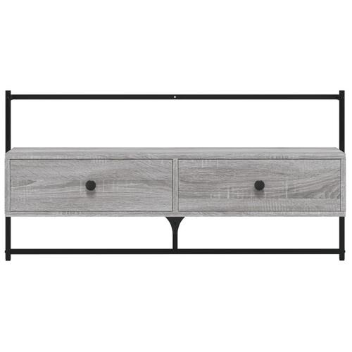 Væghængt tv-bord 100,5x30x51 cm konstrueret træ grå sonoma-eg