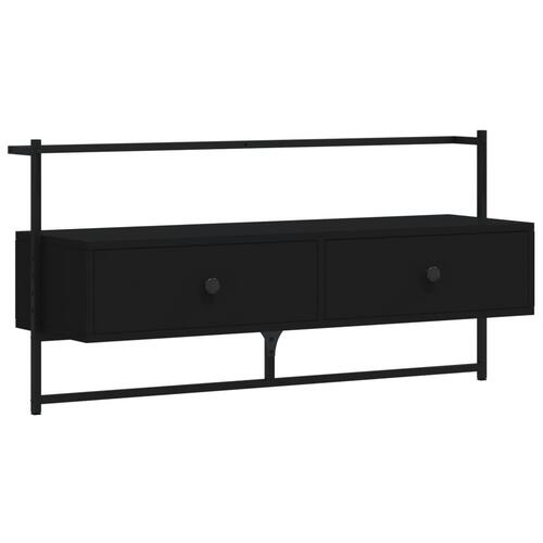 Væghængt tv-bord 100,5x30x51 cm konstrueret træ sort