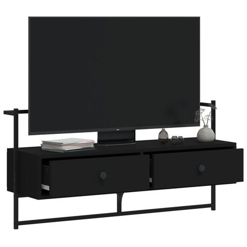 Væghængt tv-bord 100,5x30x51 cm konstrueret træ sort