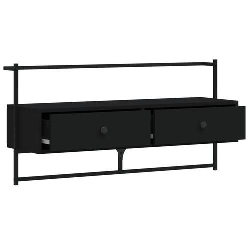 Væghængt tv-bord 100,5x30x51 cm konstrueret træ sort