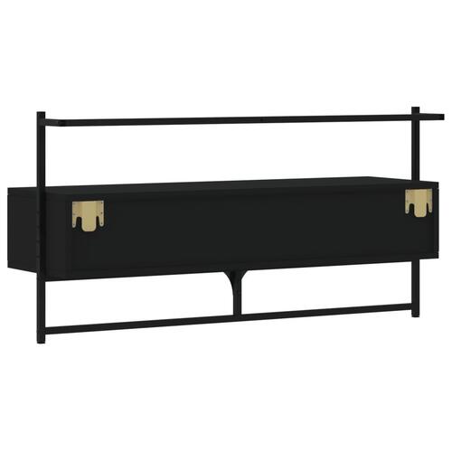 Væghængt tv-bord 100,5x30x51 cm konstrueret træ sort