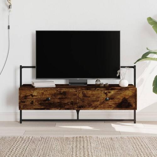 Væghængt tv-bord 100,5x30x51 cm konstrueret træ røget egetræ