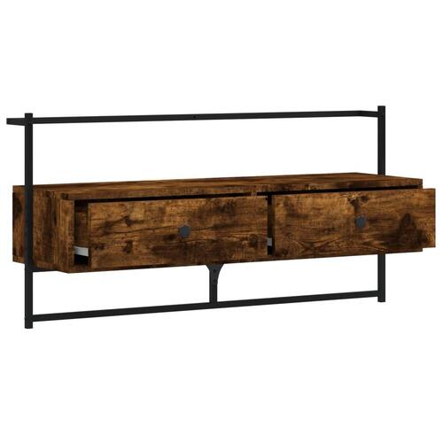 Væghængt tv-bord 100,5x30x51 cm konstrueret træ røget egetræ