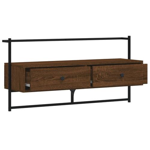 Væghængt tv-bord 100,5x30x51 cm konstrueret træ brunt egetræ