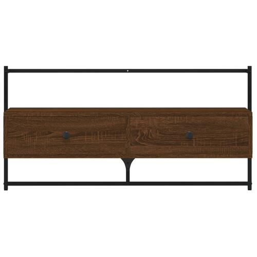 Væghængt tv-bord 100,5x30x51 cm konstrueret træ brunt egetræ
