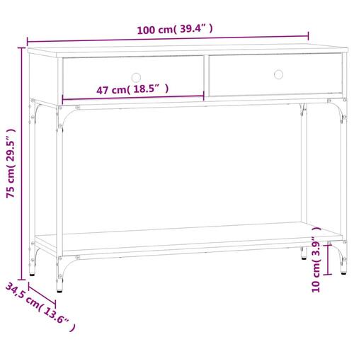 Konsolbord 100x34,5x75 cm konstrueret træ røget egetræsfarve