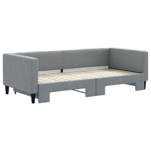 Daybed med udtræk 90x200 cm stof lysegrå