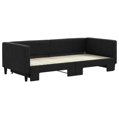 Daybed med udtræk 90x200 cm stof sort