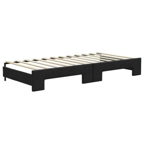 Daybed med udtræk 90x200 cm stof sort