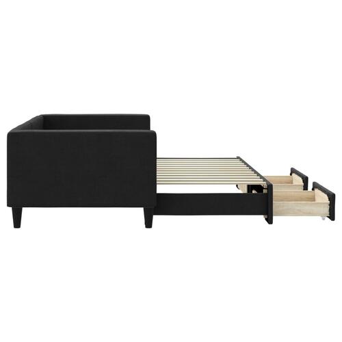 Daybed med udtræk og skuffer 80x200 cm stof sort
