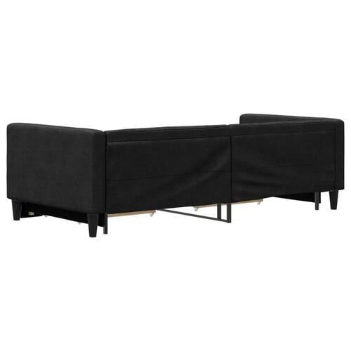 Daybed med udtræk og skuffer 80x200 cm stof sort