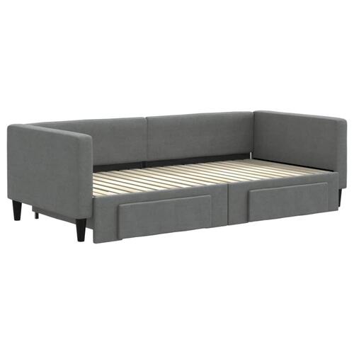 Daybed med udtræk og skuffer 90x190 cm stof mørkegrå