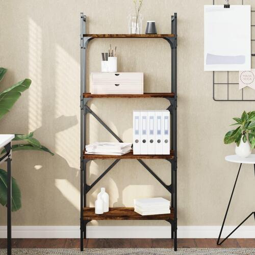 Bogreol med 4 hylder 56x31,5x138,5 cm konstrueret træ røget eg