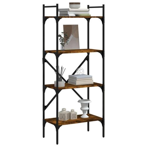 Bogreol med 4 hylder 56x31,5x138,5 cm konstrueret træ røget eg