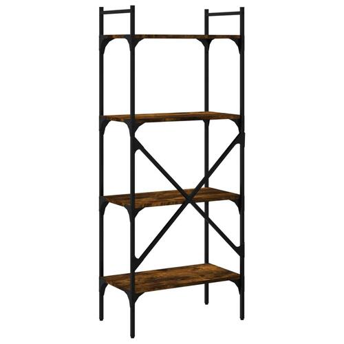 Bogreol med 4 hylder 56x31,5x138,5 cm konstrueret træ røget eg
