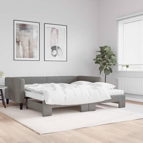 Daybed med udtræk og madras 100x200 cm stof mørkegrå
