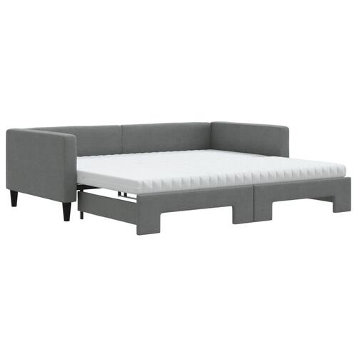 Daybed med udtræk og madras 100x200 cm stof mørkegrå