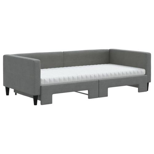 Daybed med udtræk og madras 100x200 cm stof mørkegrå